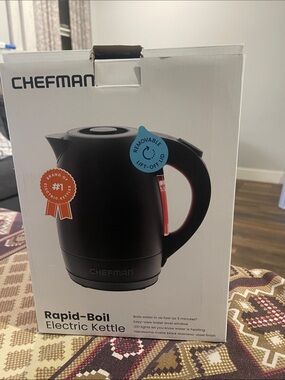 Chefman Rapid-Boil Electric Kettle — Black with Red Accent